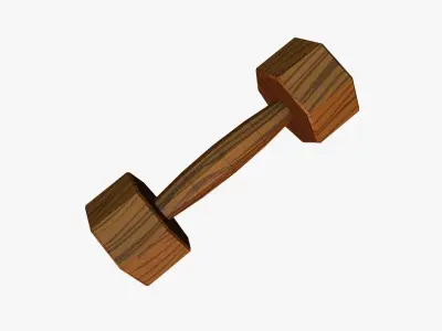 Cartoon Wooden Dumbell Low-poly 3D model