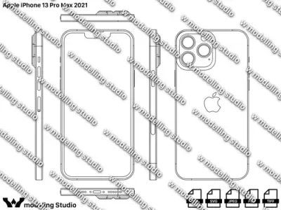 Apple iPhone 13 Pro Max 2021 blueprint Texture