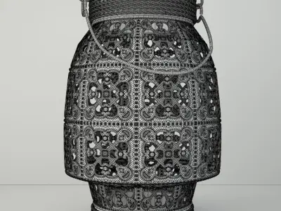 White Metal Lantern Set 3D model