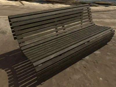  Park Bench 02 - Apocalyptic Low-poly 3D model