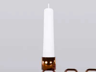 Alphabet F Chain Bronze Candleholder 3D Model True 4K PBR Render Low-poly 3D model