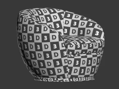 Luxury Italian Designer Velvet Swivel Armchair 3D model