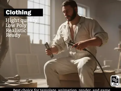 Industrial Welder Painter Outfit - Male Workwear Set Low-poly 3D model