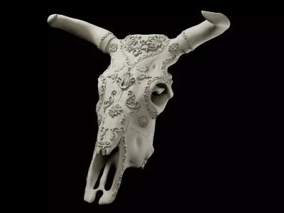 Bull skull decorated intended for 3D printing 3D print model