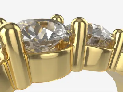 Gold Diamond Ring Jewelry 01 3D model