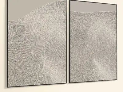 Plaster Two Photo Frame 317 Low-poly 3D model