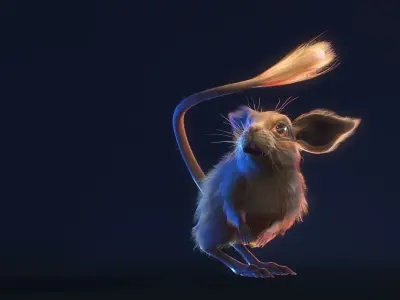 Jumper mouse flying Low-poly 3D model