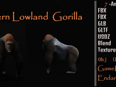Western Lowland Gorilla Low-poly 3D model