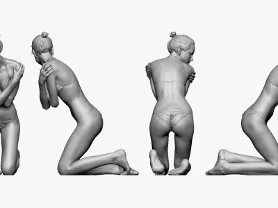 001237 woman in underwear clod pose 3dp 3D print model