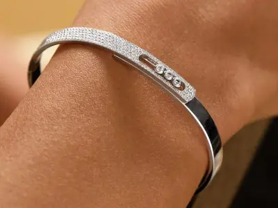 Move Noa pave set diamond bangle bracelet for women 3D print model