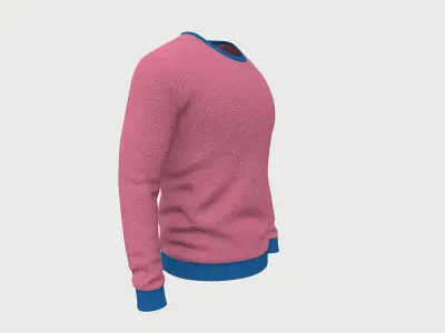 Sweater Full Sleeves Pink Low-poly 3D model