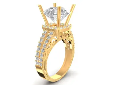 Classic Solitaire Engagement Diamond Ring for Women  1814 3D print model