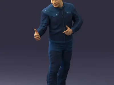 Biker in a charismatic pose 0096 3D model