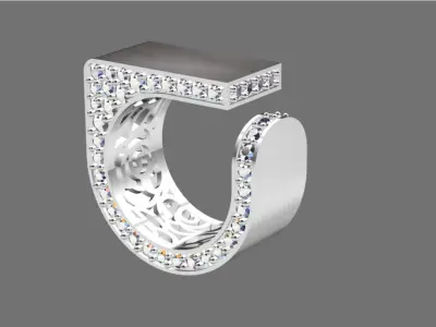 elegant square jewelry ring 3D print model