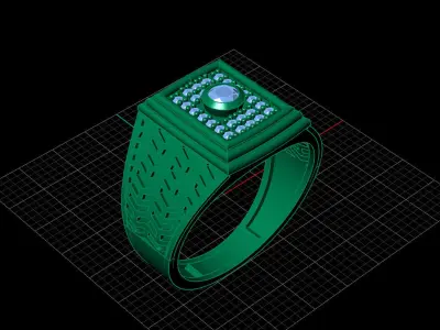 Print Ready STL 3DM  Gents Rings Diamond Men Ring  3D print model 18