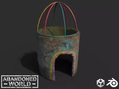 Old Concrete Ring for Soviet Playground Low-poly 3D model