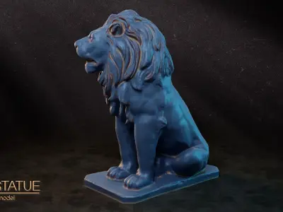 Lion sitting 3D printable for decoration and Tabletop 3D print model