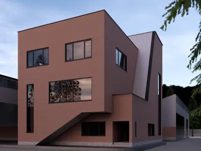 Factory and administration Building  Low-poly 3D model