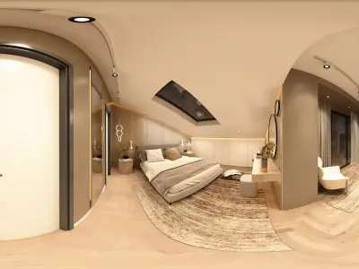ATTIC ROOM MODERN VILLA 360 VIEW Low-poly 3D model