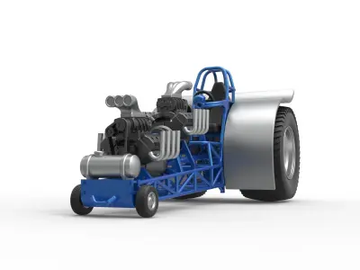 Pulling tractor 2 engines V8 Version 4 Scale 1 to 25 3D print model
