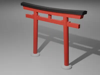 Tori Gate and a Shrine Lamp Free low-poly 3D model