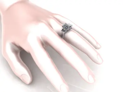 Three Stone Woman Emerald Ring 3D print model