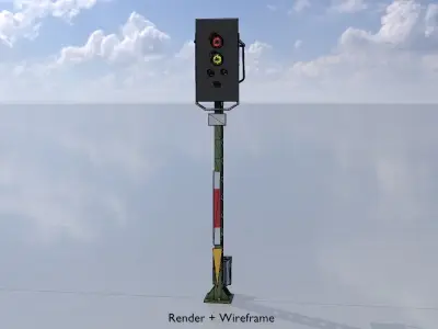 KS Railway Signal Post 4500mm Version-12  Low-poly 3D model