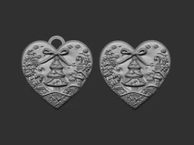 christmas heart decor  3D print model