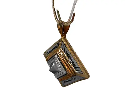 Elegant Gold Silver Art Deco Pendant Low-poly 3D model