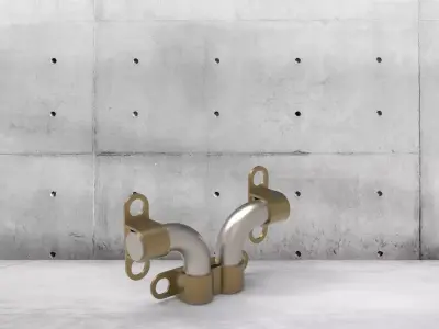  A detailed dual-pipe metal assembly 3D print model