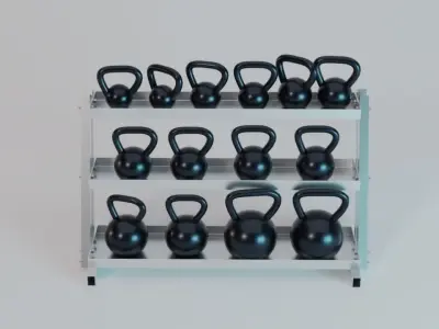 Kettlebell Rack - Gym Equipment Low-poly 3D model