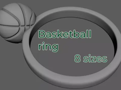 Basketball Ring 3D Printable Finger Ring in 8 Sizes 16 to 23 mm 3D print model