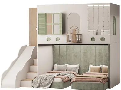 Bunk bed for children 4 3D model