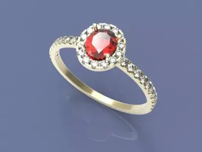 Oval Halo Pave Ring 3D print model