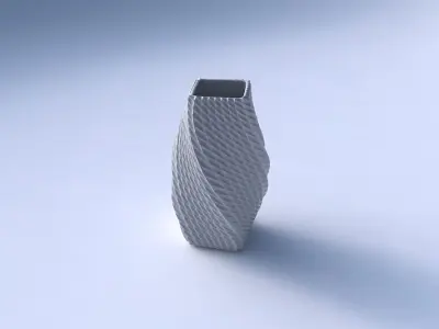 Vase twisted quadratic with bent extruded pattern 3D print model
