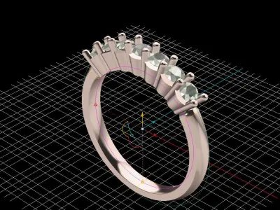Womans Ring with 7 gems 3D print model