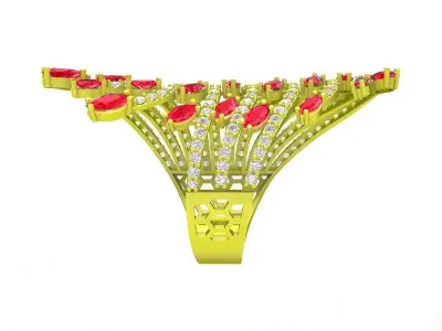 Luxury Fan Shape Multi Stone Ring 3D Model  5016 3D print model