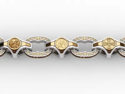 chain two tone gold and silver bracelet 3D print model