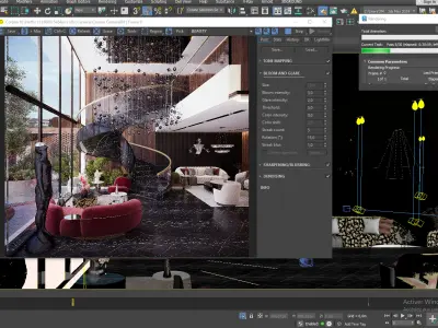 Modern Luxury Interior Scene Black Marble Spiral Stairs   3D model