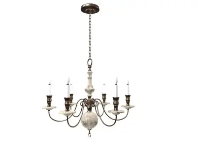 Chandelier Game Ready with four candles hanging from it Low-poly 3D model