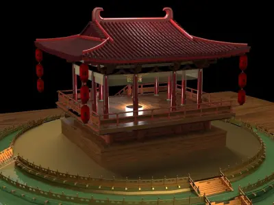 Chinese pavilion 3D model 3