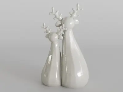 Charming Minimalist Reindeer Couple Sculpture 3D print model