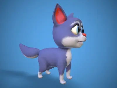 Cartoon young Cat Low-poly 3D model