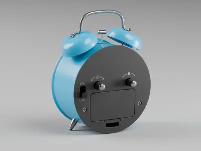 Retro alarm clock Blue Low-poly 3D model