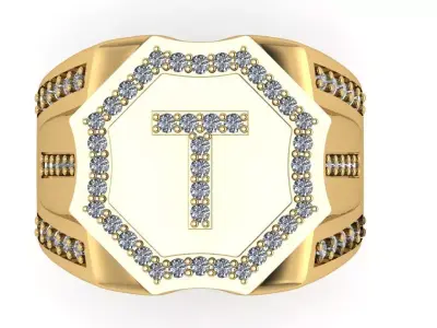 T letter men ring  3D print model