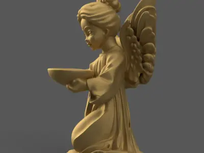 Angel with Bowl 3D STL Model for Decoration 3D print model