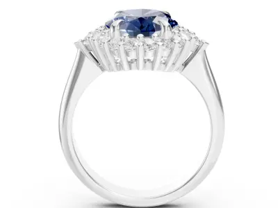 Sapphire Halo Ring 3D print model