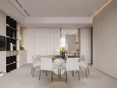 Modern living room dining room interior scenes  3D model 8