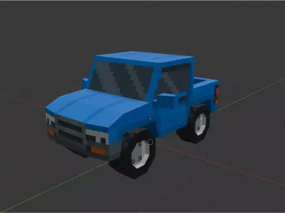 Low Poly Voxel Pickup Truck Low-poly 3D model