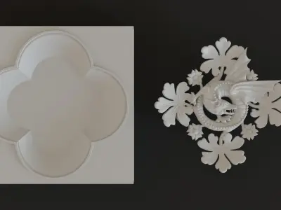 Decoration with framed dragon and leaves  3D model